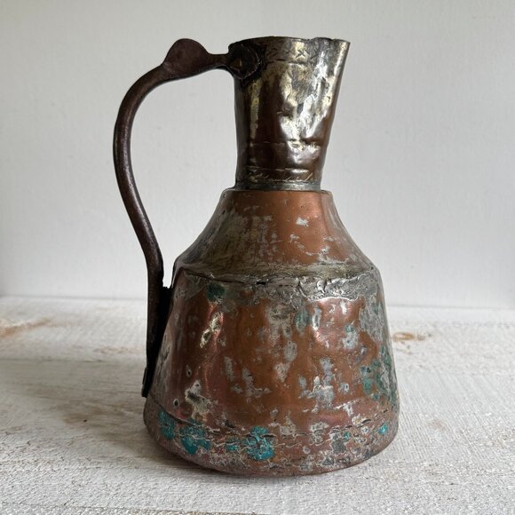 Vintage Metal Jug With Lots of Tarnishing and Wear - Picture 1 of 10